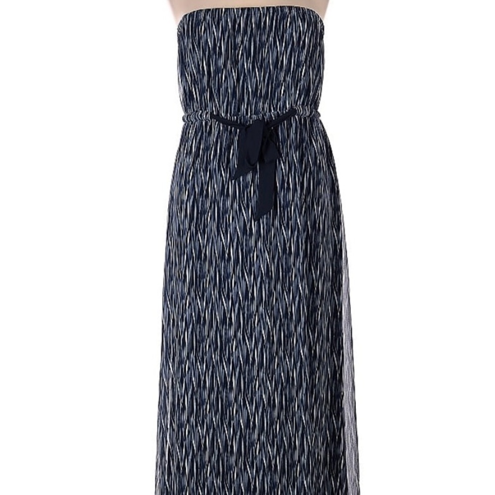 Lane Bryant Navy and White Strapless Dress